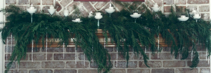Mantel with Christmas Decorations